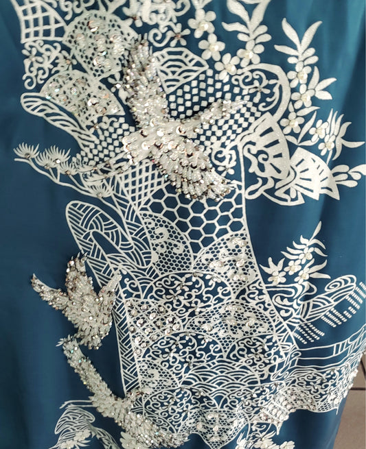 Bejeweled Crane and Phoenix Ao Dai