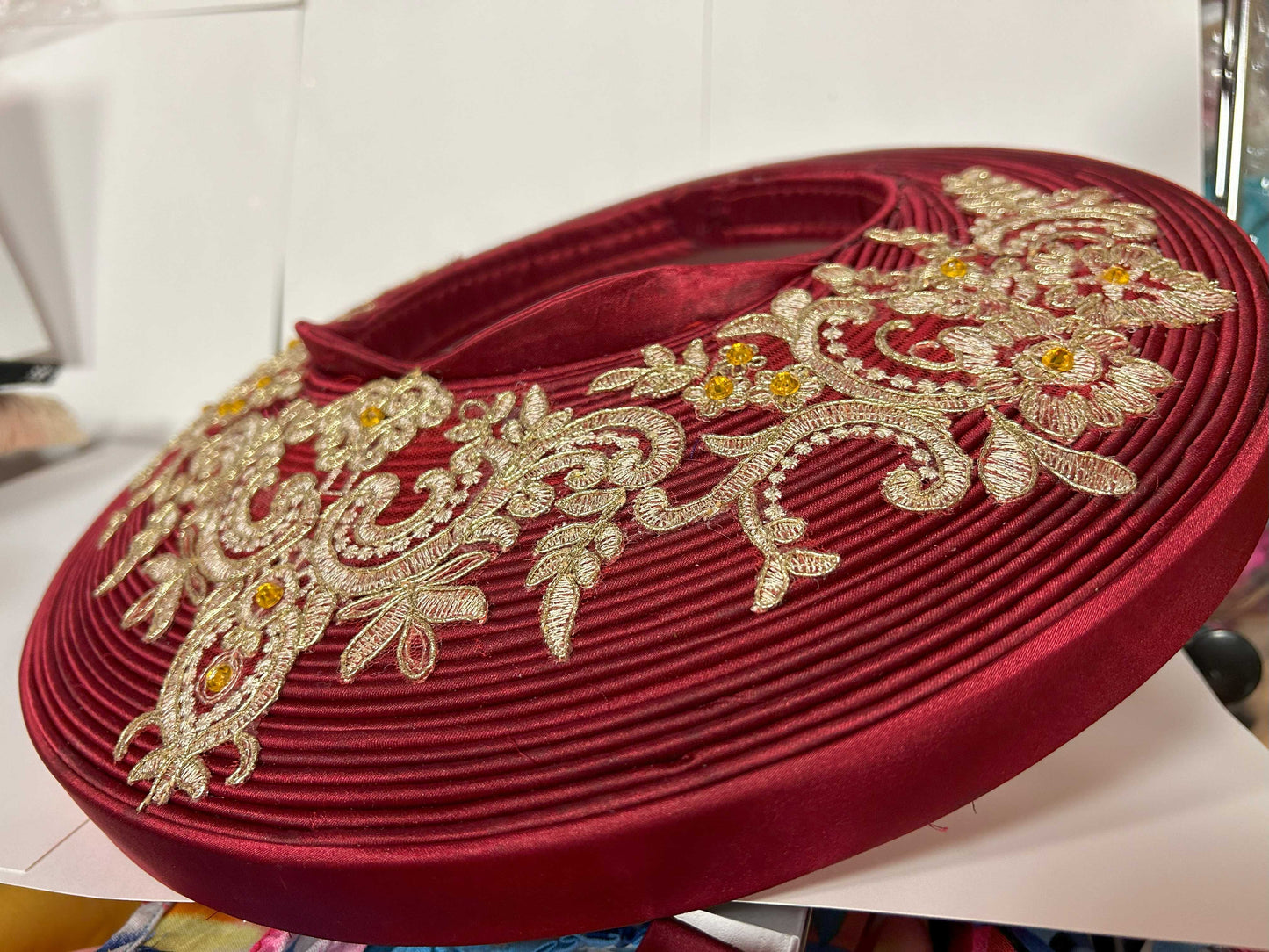 Dark Red + Gold Trim