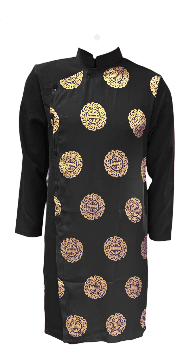 Men's Ao Dai, Good Fortune Gold Pattern