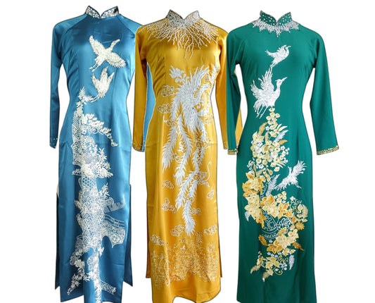 Bejeweled Crane and Phoenix Ao Dai