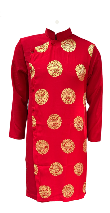 Men's Ao Dai, Good Fortune Gold Pattern