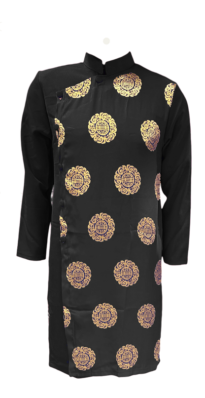 Men's Ao Dai, Good Fortune Gold Pattern